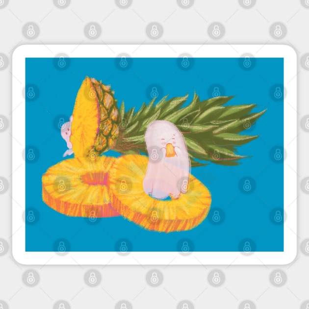 Pineapple and Ghosts Sticker by SarahWrightArt